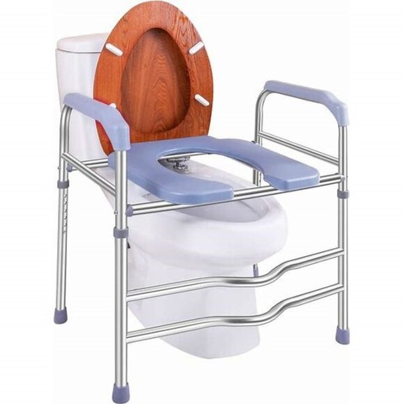 Deewow Raised Toilet Seat with Handles 400lb - Picture 3 of 5